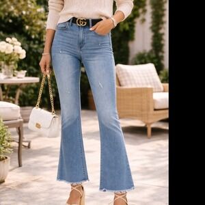 Harper Heritage High Rise Flare Jeans Medium Wash Distressed Size 28 Long